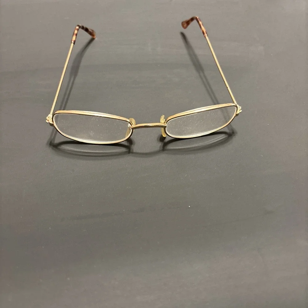 Gold Tone Metal Eyeglass Frames Small Oval Rectangle Tortoise Arms Frames Only